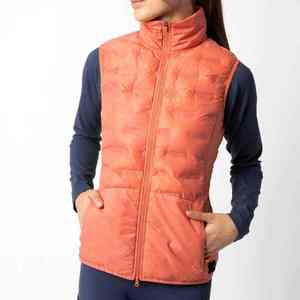Chaleco Acolchado Ligero sin Mangas para Mujer en Poliéster y Algodón Color Coral para Equitación - Product Image 2