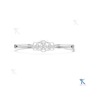 Lab Grown Diamond Floral Filigree <b>Bangle</b> 14K 18K <b>Solid</b> <b>Gold</b> Fine Luxury Unisex Vintage Openwork Jewelry KRUP JEWELS - Product Image 1