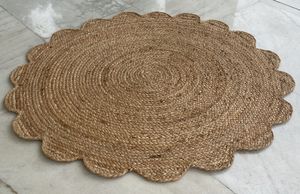 Luxury Designer Handmade Braided Abstract <b>Jute</b> Flat Pile Dhurrie <b>Rug</b> Eco-Friendly Modern Bohemian <b>Round</b> Home Use Outdoor Direct - Product Image 2