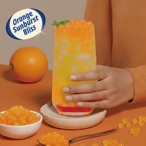 2026 Leamaxx Taiwan Orange Sunburst Bliss Soda Popping Bursting Boba Juice Ball para Té de Burbujas Proveedor Mayorista - Product Image 5