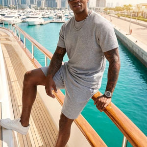 Ensemble de pyjama pour homme en polyester 100% confortable pour l'été, vêtements de rue respirants à séchage rapide, de haute qualité, personnalisés, 2 pièces - Product Image 6