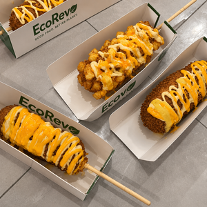 Custom EcoRev Eco-Friendly Biodegradable Disposable UV Coated Paper Food <b>Box</b> Salad Divider Sandwiches French Fries Hot Dogs - Product Image 5