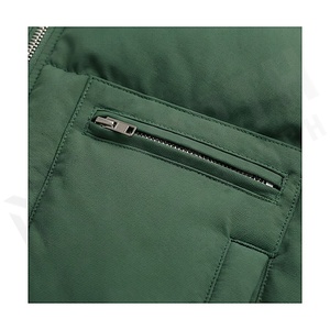 Green Quilted Jacket Full Sleeve Stand Collar Zipper Closure Windproof Winter Short Length Polyester Filling - Product Image 5