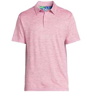 Polo à manches courtes rose uni pour homme, tricoté, respirant, coupe classique décontractée - Product Image 1