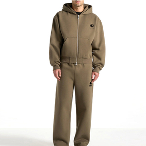 Nouveaux survêtements streetwear pour hommes en molleton 100% coton, coupe ample, personnalisables, avec fermeture éclair et manches longues, pour l'hiver - Product Image 1