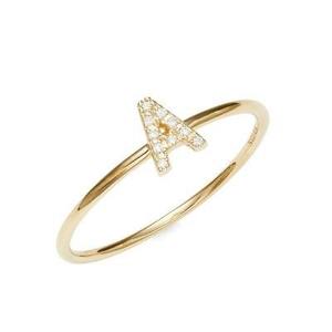 Anillo de oro de 14 quilates con inicial de diamante para regalo de cumpleaños con diamante redondo cultivado en laboratorio, anillo minimalista para regalo de boda - Product Image 4