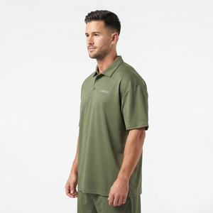 Chemises polo pour hommes de qualité supérieure personnalisées, respirantes et en polyester, chemises polo surdimensionnées pour hommes, chemise polo tendance vert olive - Product Image 3