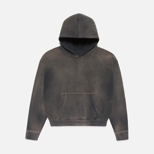 Pullover Boxy Fit Style hoodie Men's streetwear Sun Faded vintage washed hoodie OEM Service Pocket No Drawstrings Winter Warm - Product Image 1