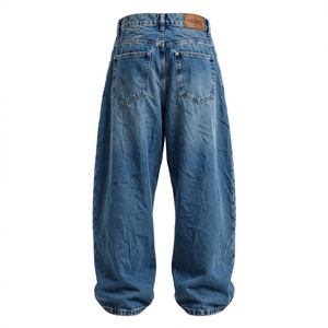Jean en denim délavé pour homme, marque personnalisée, coupe slim droite, taille mi-haute, en coton, avec genoux froncés, décontracté, séchage rapide, écologique BD - Product Image 2