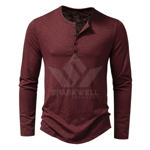 Sparkwell <b>Men's</b> Long Sleeve O-Neck Knitted <b>T</b>-<b>Shirt</b> Digital Printing Regular Fit Breathable Formal Front Logo - Product Image 2
