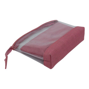 Pochette de voyage en PVC recyclé et jute, couleur unie tendance, trousse de toilette transparente avec fermeture éclair, motif logo, réutilisable, en plastique - Product Image 5