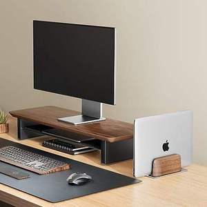 Soporte para Portátil con Diseño de Madera, Elevador de Escritorio, Soporte para Monitor, Base de Aluminio para Escritorio de Oficina - Product Image 2