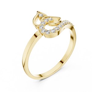 Anillo solitario minimalista de oro amarillo macizo de 14k con diamante redondo de talla brillante para mujer, ideal para compromiso, aniversario o regalo de boda. - Product Image 1