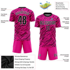 Uniforme de fútbol personalizado, camiseta de fútbol con diseño de salpicaduras de color rosa y negro, nombre del equipo personalizado, número del patrocinador, pantalones cortos, kit completo para hombres, jóvenes y adultos - Product Image 3