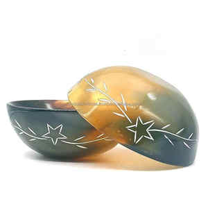 Cuenco de cuerno decorativo con borde de latón disponible en todos los tamaños Artesanía de cuerno indio Cuenco de cuerno decorativo para el hogar y la decoración - Product Image 3