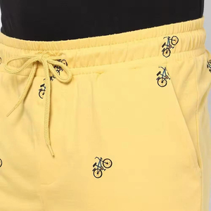 Pantalones Cortos Deportivos para Hombre, Color Amarillo, con Bordado de Bicicleta, Cintura Elástica Media, Transpirables - Product Image 6