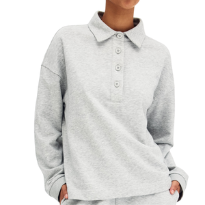 Sudadera con Cuello de Moda para Mujer, Suéter Casual de Forro Polar, Top Cálido de Manga Larga, Ropa Urbana con Bordado Personalizado - Product Image 2