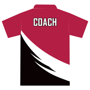 Men's Red <b>Coach</b> Polo Shirt Short Sleeve Breathable Knitted Polyester Casual Design Heat Transfer Printing - Product Image 3