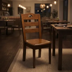 Classic Wooden Restaurant Dining Chair with <b>Ladder</b> Backrest Solid Seat and Sturdy Legs for Cafe Kitchen Home Furniture - Product Image 6