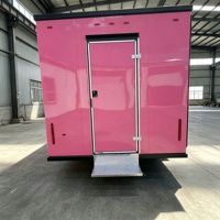 Camion de restauration rose personnalisé avec cuisine complète, camion de restauration mobile fermé avec fenêtres de service pour café, tacos et en-cas
