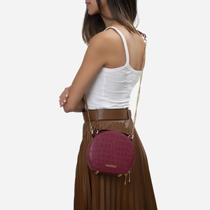 Bolso Bandolera de Mujer en Cuero Orgánico con Patrón de Cocodrilo, Diseño Esférico, un Compartimento, Forro de Yute, Duradero, Moderno, para Uso Diario - Product Image 3
