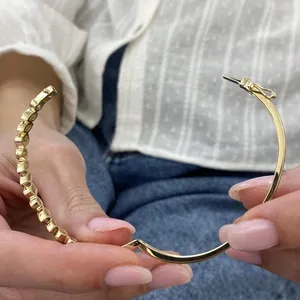 TISHYA DIAMOND 5.10 Ct Lab Grown Diamond Mix Cut Vintage IGI Certified Open Cuff <b>Bangle</b> <b>Bracelet</b> EVS 14K Yellow Gold - Product Image 6