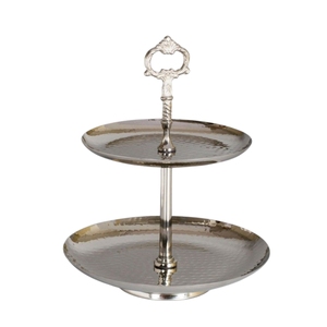 Luxury Hammered Silver Plated <b>Cake</b> Holder Pedestal Round Metal Dessert Display <b>Stand</b> Tray for Party Hotel Catering - Product Image 3