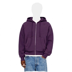 Sudadera con capucha de algodón grueso para hombre, con cremallera completa, estilo oversize, de felpa, para streetwear, con etiqueta privada - Product Image 2