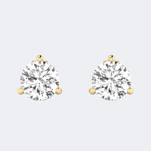 Pendientes de Diamantes Redondos de 3.00 CTW, Corte Martini de 3 Puntas, D-E-F VVS-VS, Cultivados en Laboratorio, Oro de 14K Certificado, Joyería de Lujo Sostenible, Regalo - Product Image 1