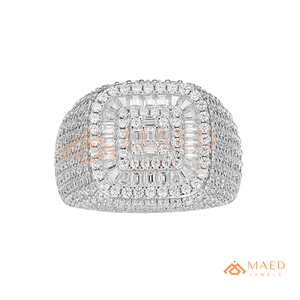 Mens Silver Iced Out <b>CZ</b> <b>Ring</b> Rectangle Cluster Statement Hip Hop Fashion <b>Ring</b> Luxury Jewelry for Men - Product Image 5