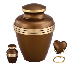 Wholesale Handcrafted Bronze Metal Cremation Urns Set Large Funeral Ashes Urn with Mini Token & Heart <b>Keepsake</b> <b>Box</b> Cremation Urn - Product Image 1