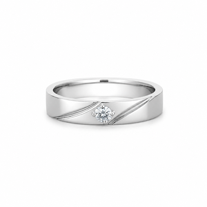 Anillo de Compromiso de Lujo para Hombre, Chapado en Oro Blanco de 18K, con Diamante Moissanita de Corte Brillante Redondo - Product Image 1