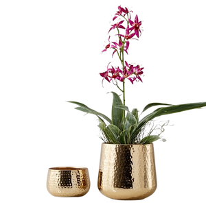 Antique Brass Metal Planter Set Round <b>Tripod</b> Indoor Flower Pots Luxury Decorative Garden Containers for Home & Hotel Decor - Product Image 3