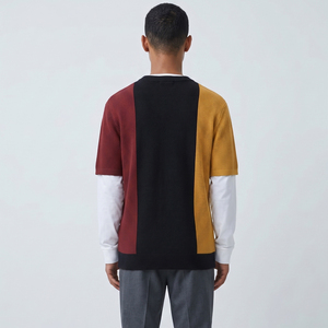 T-shirt en tricot surdimensionné pour homme, col rond, style décontracté, manches doubles, 100% coton, t-shirts à manches doubles pour homme - Product Image 2
