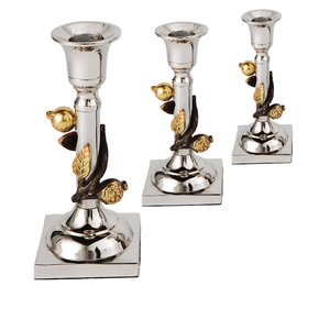 Durable <b>Silver</b> Polished Iron Handmade Natural Candle Stand for Home Office Garden Christmas & Easter Decoration Set of 2 - Product Image 4