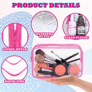 12 pezzi di borse per il trucco trasparenti impermeabili, organizer trasparenti per cosmetici, per donne e uomini, borsa da viaggio per articoli da toeletta - Product Image 3
