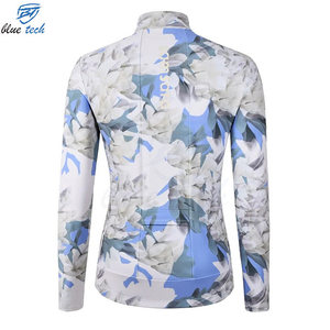Maillot de cyclisme personnalisé OEM pour femme, manches longues, motif floral, séchage rapide, écologique, anti-humidité, pour la route - Product Image 2