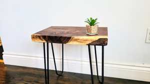 ม้านั่งไม้วอลนัทสีดำล้วนแบบขอบธรรมชาติ ปี 2026 หรูหรา หนา 9 นิ้ว ทำด้วยมือ พร้อมขาแบบแฮร์พิน สำหรับทางเข้าบ้าน - Product Image 2