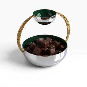 Decorative Silver & Green <b>Chocolate</b> Bowls Set with Moon Accent Customizable <b>Chocolate</b> Accessories Custom Sizes Color Available - Product Image 4