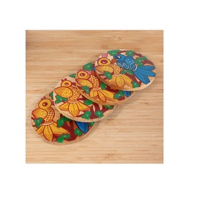 Wooden Coasters <b>Set</b> with Tree Design Square Non-Slip Mats Eco-Friendly for Table Decoration Classic Style - Product Image 3