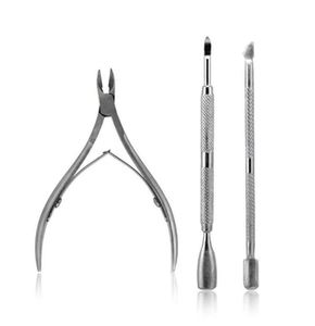 3Pcs Stainless Steel <b>Cuticle</b> Manicure Set Dual End Spoon Remover <b>Cutter</b> Pusher Nipper for Nail Art Professional <b>Cuticle</b> Removal - Product Image 1