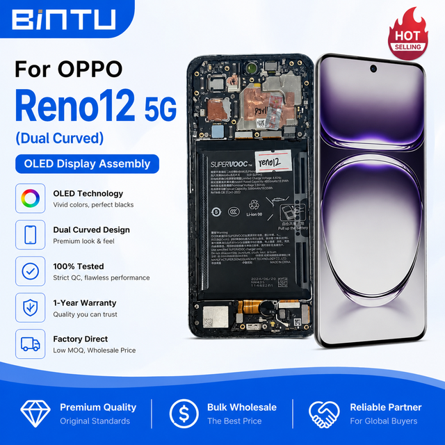Full Assembly Test 1:1 Original 6.7Inch Curved AMOLED LCD Display for Reno12 5G Realme 13proPlus 14pro Lite Display Panel Module