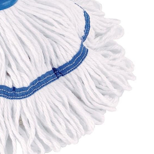 Cabezal de fregona de algodón blanco de calidad premium con hilo de fibra cortada y banda superior ancha, autoescurrible, duradero, tamaño personalizado - Product Image 5