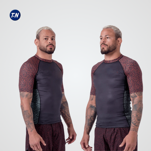 Unisex Adult Ergonomic Anti-Microbial Anti-UV Compression Rashguard Gym Wear Polyester/Spandex 220g <b>Heat</b>-Transfer Printed <b>Back</b> - Product Image 2