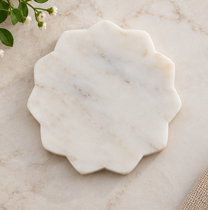 Posavasos de mármol hecho a mano con forma floral de AK Brass, juego único de 4 posavasos de mármol blanco para decoración de cocina / accesorios de mesa. - Product Image 3