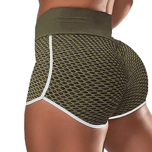 Shorts Deportivos Ajustados para Mujer, Hechos con Tela Elástica de Panal, con Ribete en Contraste Blanco, para Ejercicios de Bíceps - Product Image 2