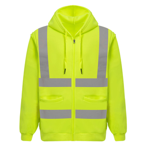 Wholesale Custom Logo Hoodie reflective Hi Vis Safety Fleece men's hoodies and sweatshirts Men's Winter Hi Vis Safety Hoodies - Product Image 2