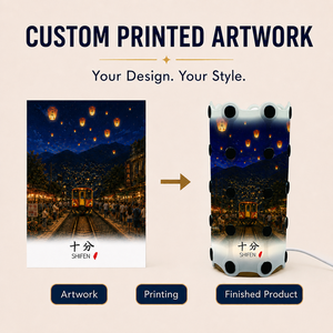 Lampe de table DIY SHIFEN Classic Taiwan Scenic en PP avec abat-jour imprimé personnalisé, design à clipser et base lumineuse en bois LED pour cadeau - Product Image 4