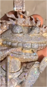 Pendentif Hip Hop Moderne en Moissanite Ronde Taille Brillant, en Argent Sterling 925 Massif Plaqué Or Rose Jaune, Unisexe, Tendance, pour Fête - Product Image 3