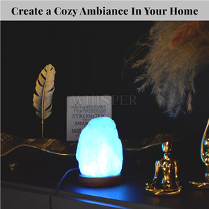 Natural Himalayan <b>Mini</b> Salt Lamp Carved Modern Design Calming Glow Home Decor <b>Table</b> Lamp - Product Image 5